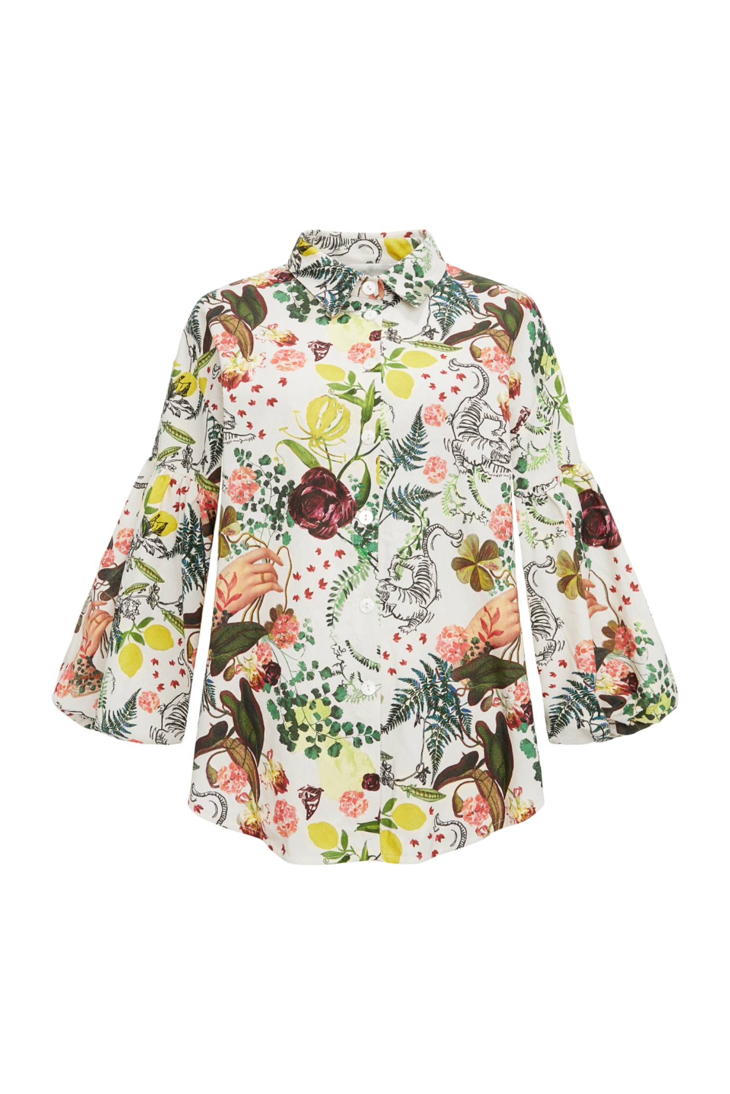 Koszula Lisi z bufiastymi rękawami we wzór Abstrakcja – widok packshot na białym tle.