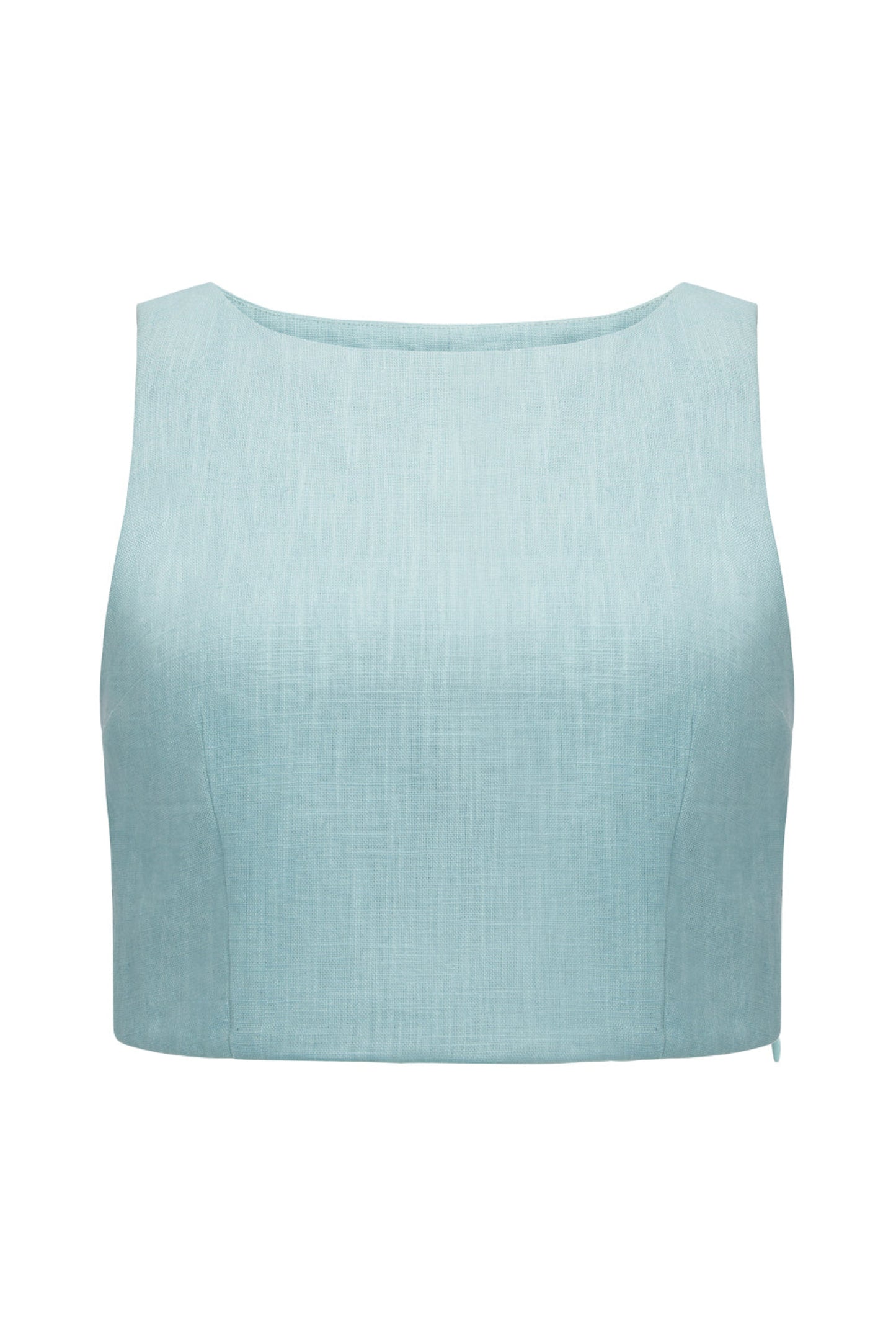 Turkusowy top Loren na szerokich ramiączkach, widok z przodu na białym tle.