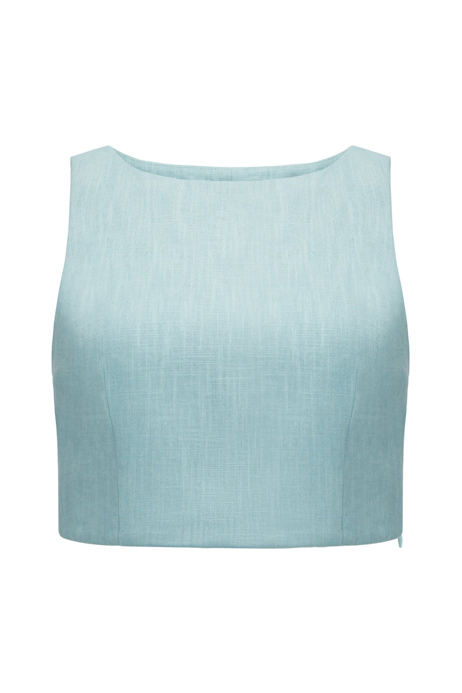 Turkusowy top Loren na szerokich ramiączkach, widok z przodu na białym tle.