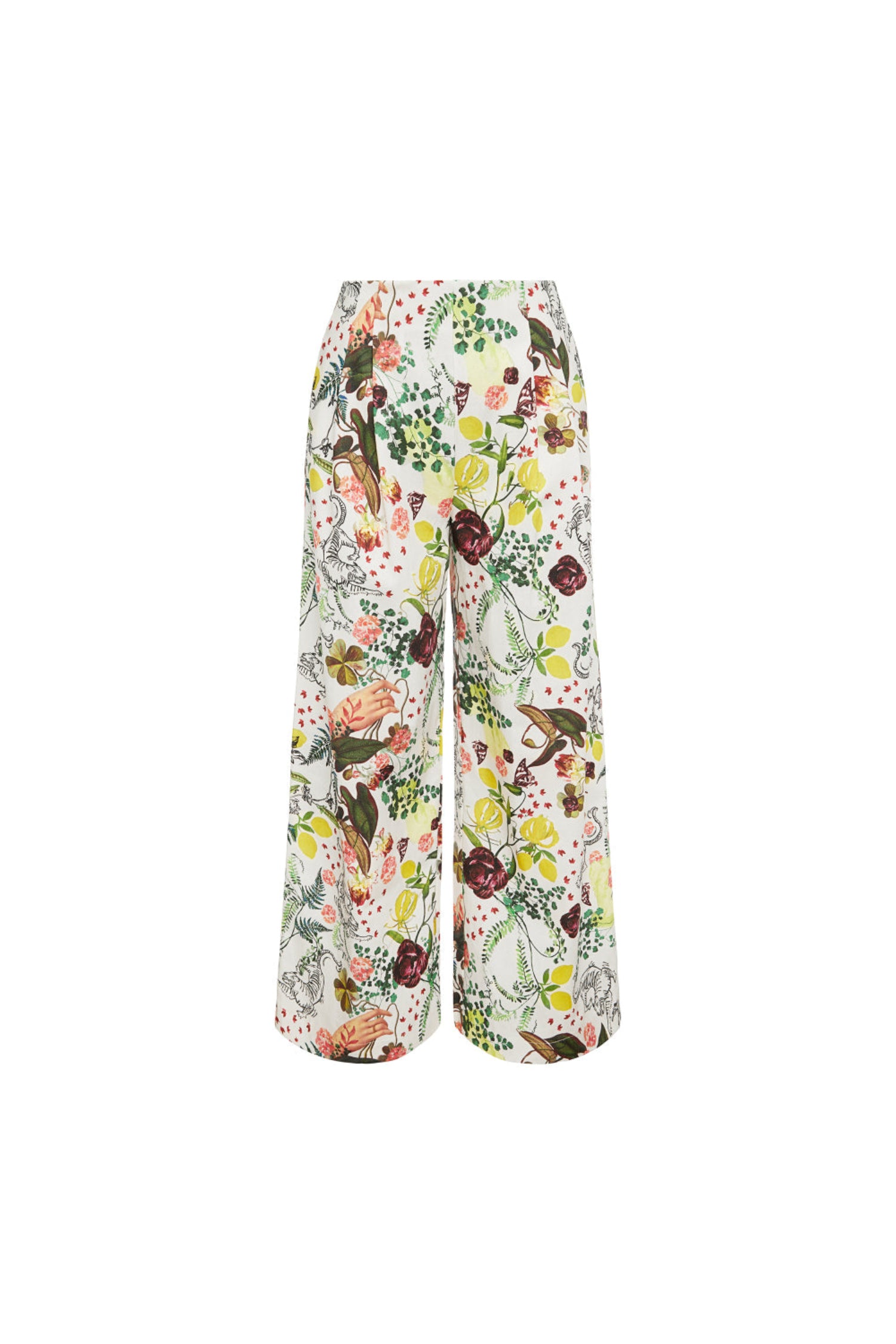 Spodnie Cardinale z szeroką nogawką we wzór Abstrakcja – widok packshot na białym tle.