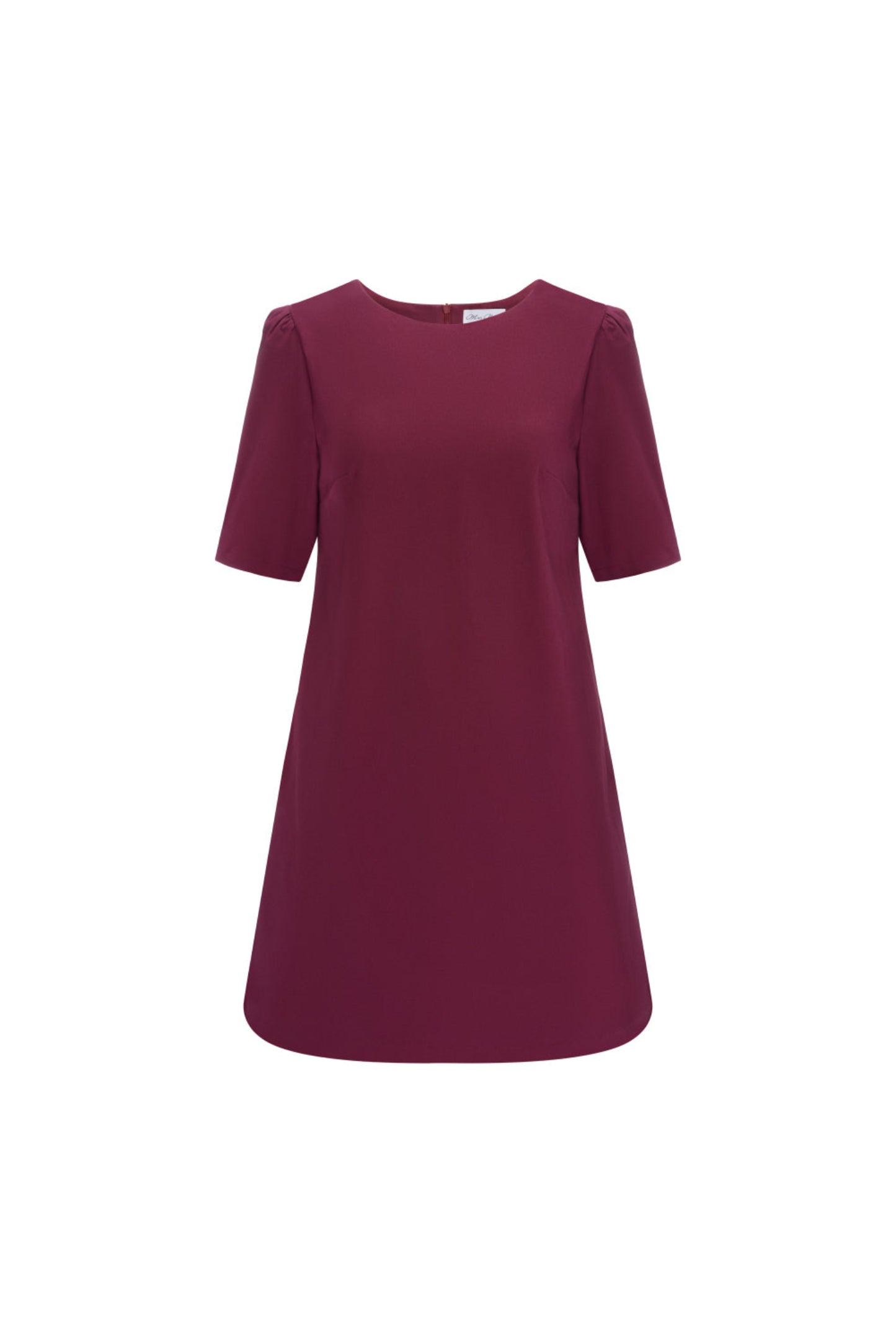 Bordowa sukienka mini Riva o trapezowym kroju – widok packshot na białym tle, MAG NOLLY.