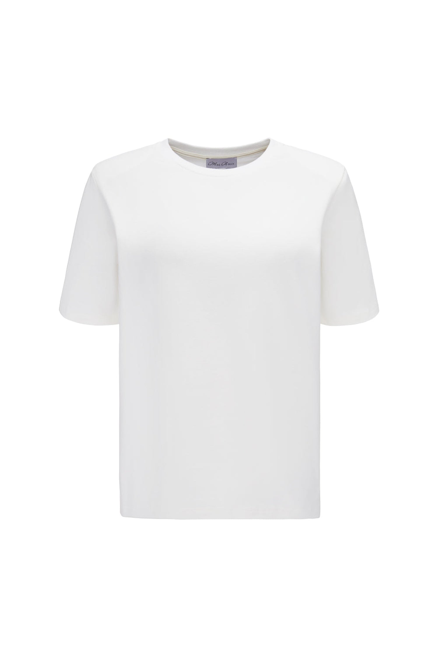 Kremowy T-shirt Neri z bawełny z krótkim rękawem i odpinanymi poduszkami, packshot na białym tle.